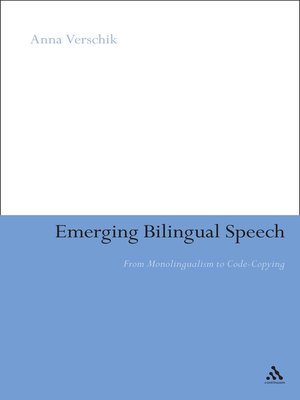 cover image of Emerging Bilingual Speech